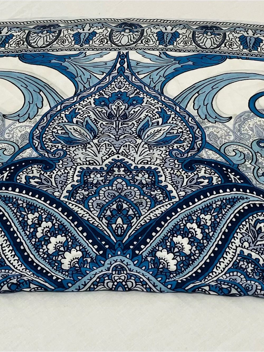 Vtg. Blue Paisley Medallion Wall Tapestry or Women's Scarf